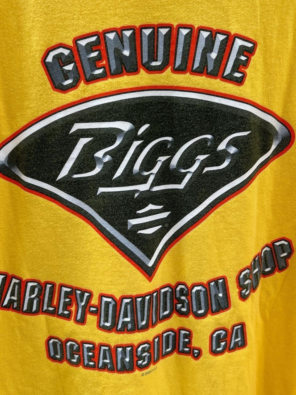 Vintage 2004 Harley Davidson Biggs Oceanside CA Yellow T Shirt XL - Picture 5 of 6